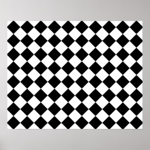 Classic Diamond Black and White Checkers Poster