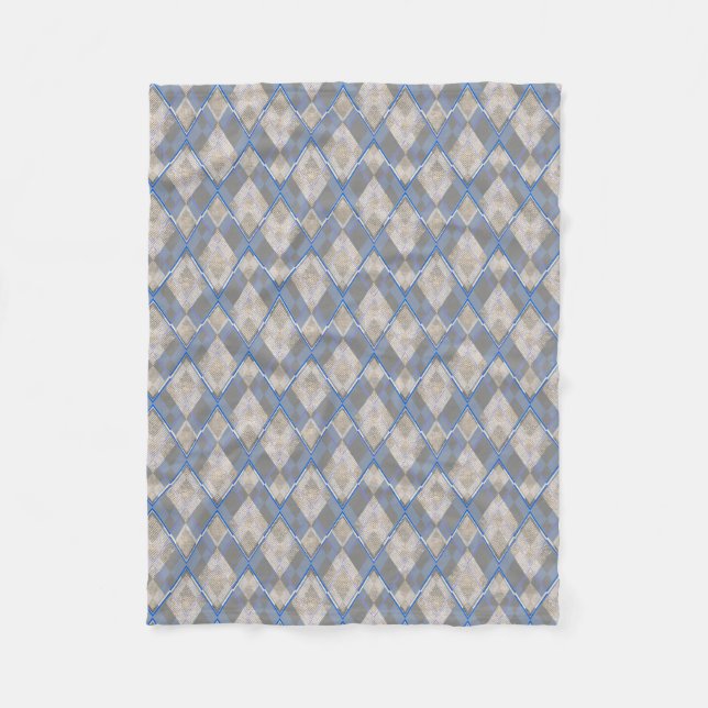 Classic diamond shaped grey beige sherpa blanket (Front)