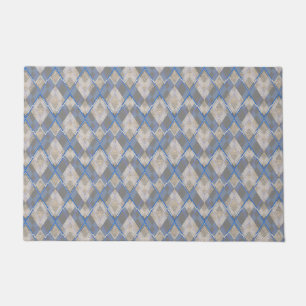 Classic diamond shaped grey beige sherpa blanket doormat