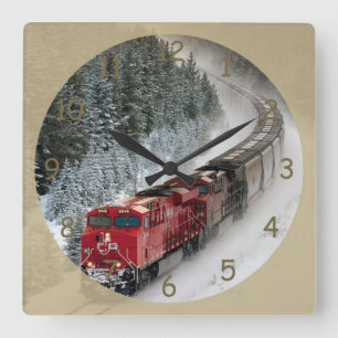 Classic Diesel Engine Train Square Wall Clock