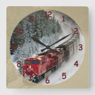 Classic Diesel Engine Train Square Wall Clock