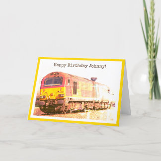Classic diesel loco, personalised happy birthday card