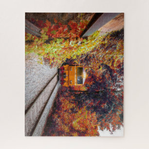 Classic Diesel Train Engine in the Fall Jigsaw Puzzle