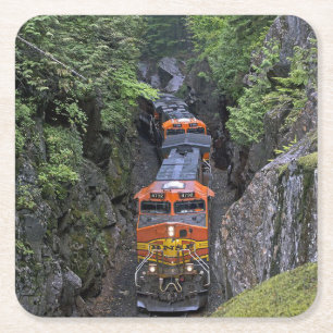 Classic Diesel Train Engine Square Paper Coaster