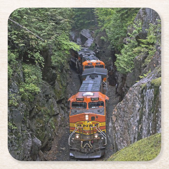 Classic Diesel Train Engine Square Paper Coaster (Front)