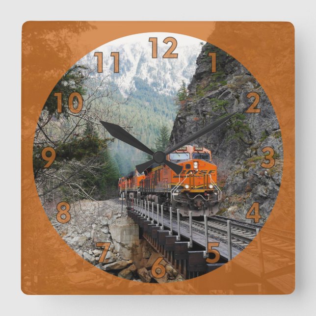 Classic Diesel Train Engine Square Wall Clock (Front)