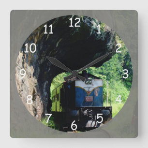 Classic Diesel Train Engine Square Wall Clock
