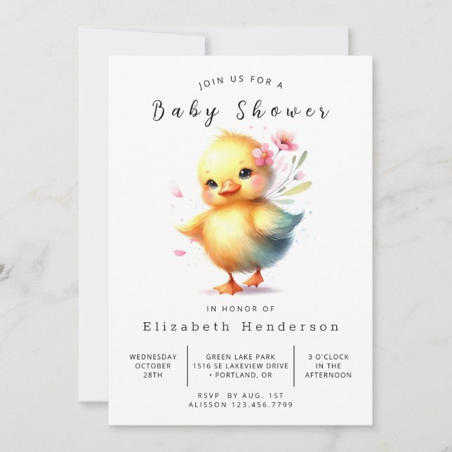 Classic Digital Duck Baby Shower  Invitation (Front)
