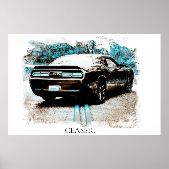 *~* Classic Digital NIR Muscle Antique Car Poster (Front)