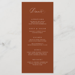 Classic Dinner Menu Wedding Reception Meal Card