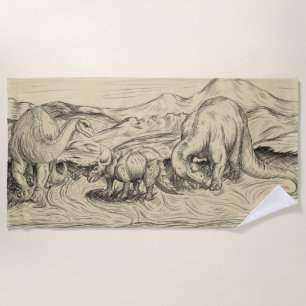 Classic Dinosaurs Beach Towel