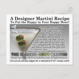 Classic Dirty Martini Recipe Postcard