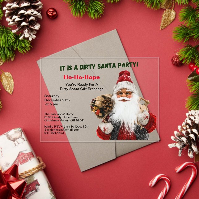 Classic Dirty Santa Gift Exchange Acrylic Invitations (Insitu (Holiday))