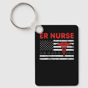 Classic Distressed Flag Emergency Room Er Nurses Key Ring