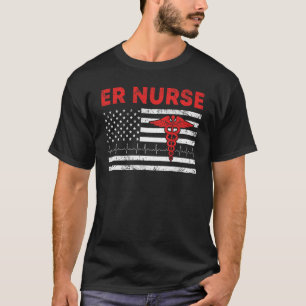 Classic Distressed Flag Emergency Room Er Nurses T-Shirt