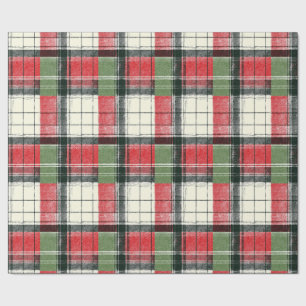 Classic distressed green and red plaid wrapping paper