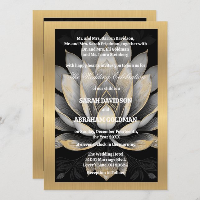 Classic Divorced Parents Wedding Invitations (Front/Back)