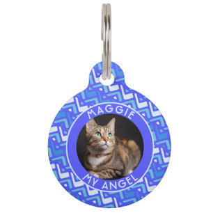 Classic Dog Lover Present Abstract Chevron Pet Tag