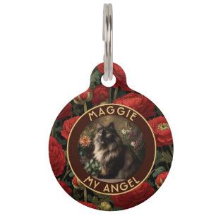 Classic Dog Lover Present Ranunculus Pattern Pet Tag