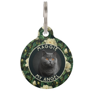 Classic Dog Mum Gift Gardenias Print Pet Tag
