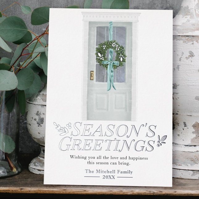Classic Door Wreath Ribbon Watercolor Foil Holiday (Creator Uploaded)