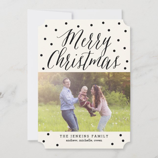 Classic Dots Christmas Holiday Photo Cards (Front)