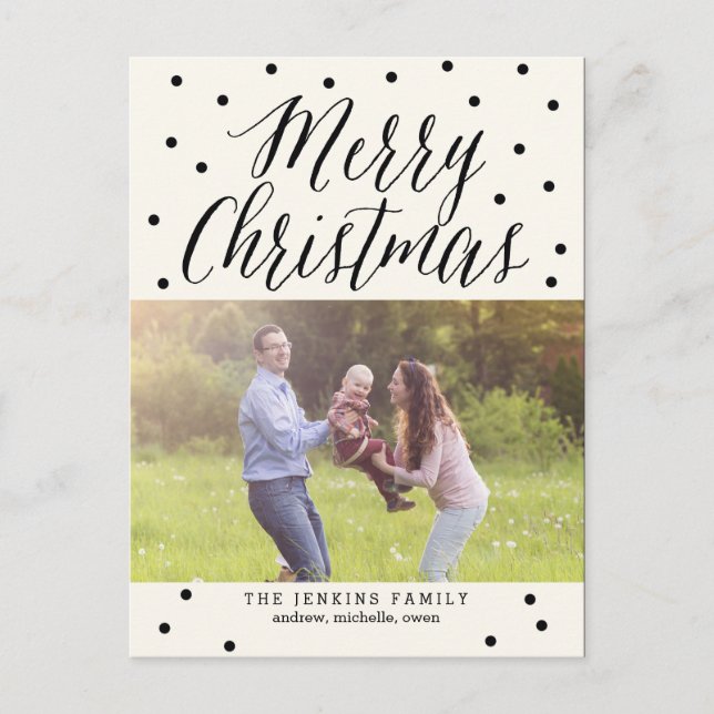 Classic Dots Christmas Photo Card Postcard (Front)
