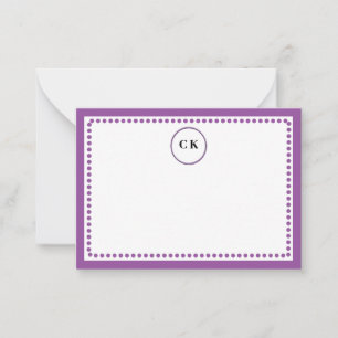Classic Dotted Frame withe Initials & Purple  Card