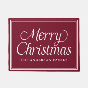 Classic Double Border Burgundy Merry Christmas Doormat