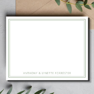 Classic Double Border Sage Green Note Card