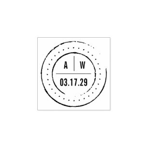 Classic Double Circles Round Wedding Rubber Stamp