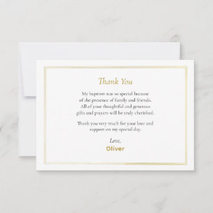 Classic Double Gold Frame Simple Orthodox Baptism Thank You Card