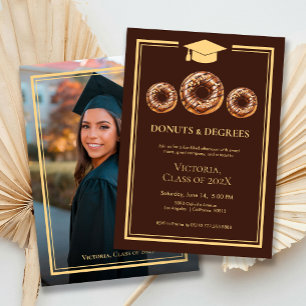 Classic Doughnuts and Degree Photo Graduation Invitation