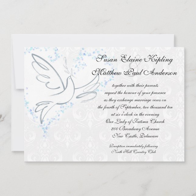 Classic Dove Wedding Invitation (Front)
