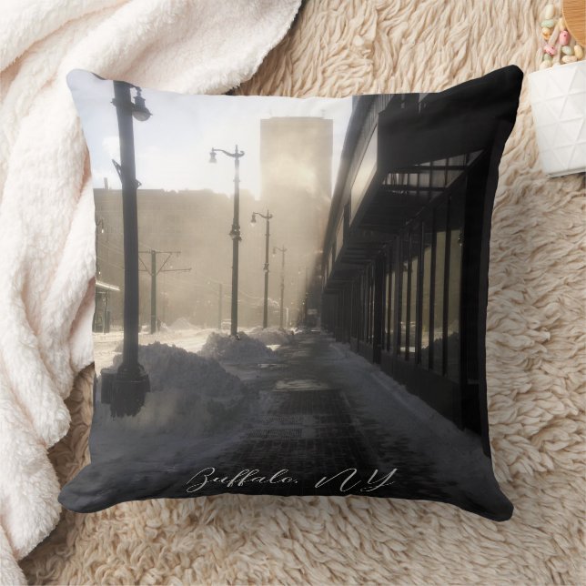 Classic Downtown Snowy Wind Tunnel  Cushion (Blanket)