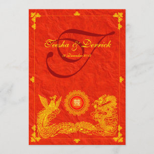 classic dragon phoenix chinese wedding invitation