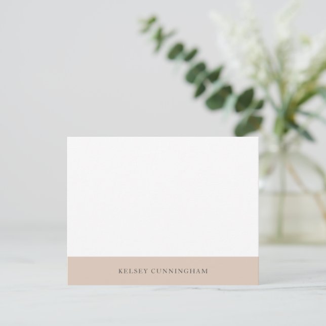 Classic Dreamy Biege Colour Block Name Flat Card (Standing Front)