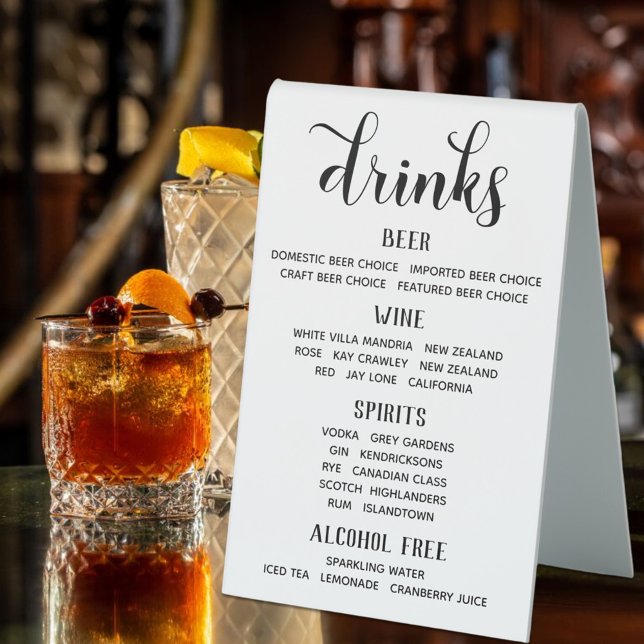 Classic Drinks Menu Standing Sign (Creator Uploaded)
