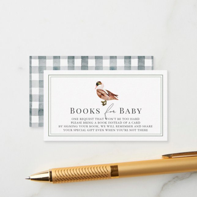 Classic Duck/Mallard White Baby Book Request Enclosure Card (Front/Back In Situ)
