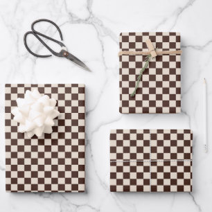 Classic Duo Brown & Beige Buffalo Plaid Wrapping Paper Sheet
