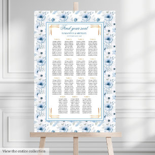 Classic Dusty Blue Boho Gold Glitter Seating Chart