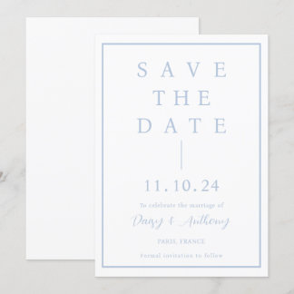 Classic Dusty Blue Border | Simple Elegant Save The Date