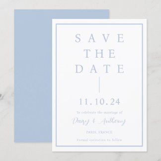 Classic Dusty Blue Border | Simple Elegant Save The Date