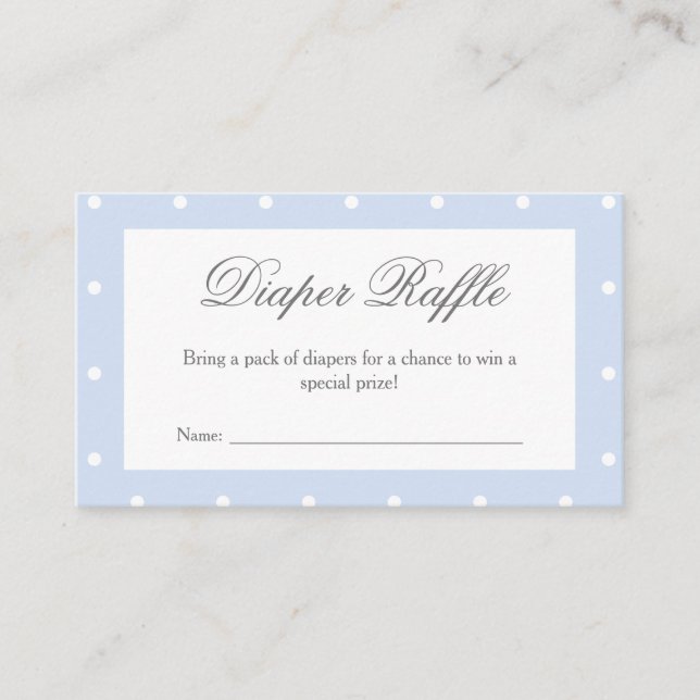 Classic Dusty Blue Bow Baby Shower Diaper Raffle Enclosure Card (Front)