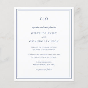 Classic Dusty Blue Budget Wedding Invitation Flyer
