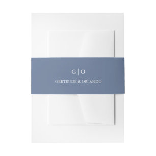Classic Dusty Blue Elegant Wedding Invitation Belly Band