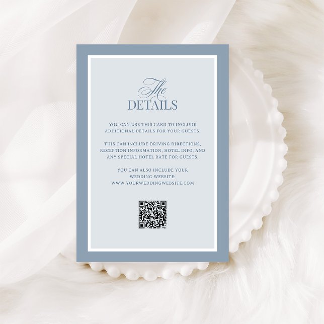 Classic Dusty Blue | QR Code Wedding Guest Details Enclosure Card (Creator Uploaded)