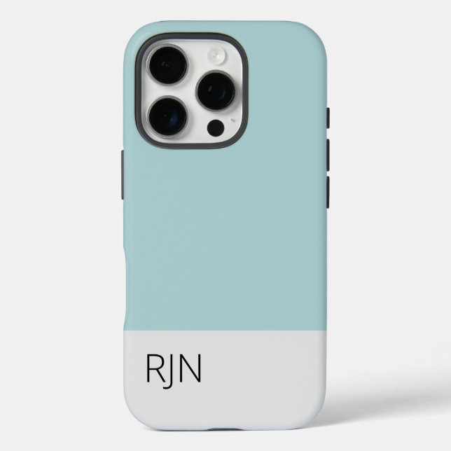 Classic Dusty Blue Simple Modern Monogram Case-Mate iPhone Case (Back)