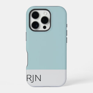 Classic Dusty Blue Simple Modern Monogram iPhone 16 Pro Case