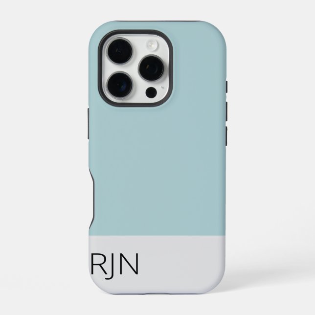 Classic Dusty Blue Simple Modern Monogram iPhone Case (Back)